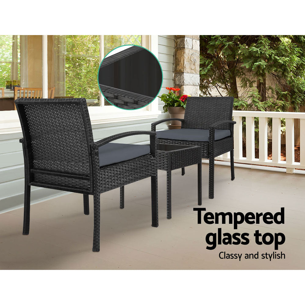 Gardeon Black 3 Piece Bistro Set