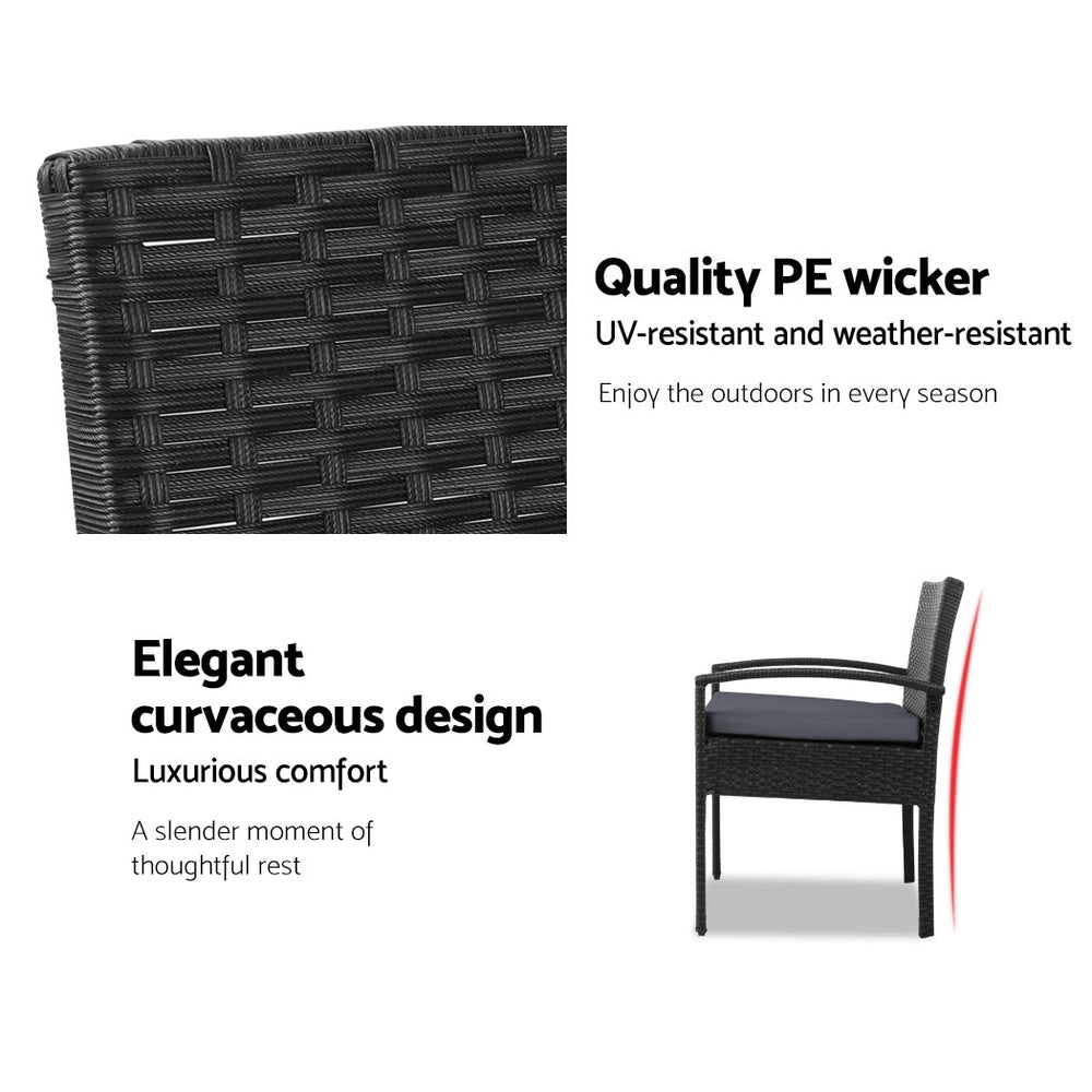 Gardeon Black 3 Piece Bistro Set