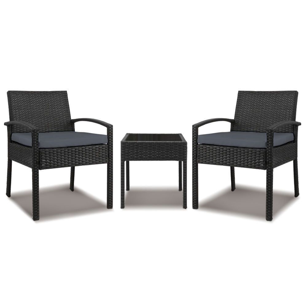 Gardeon Black 3 Piece Bistro Set