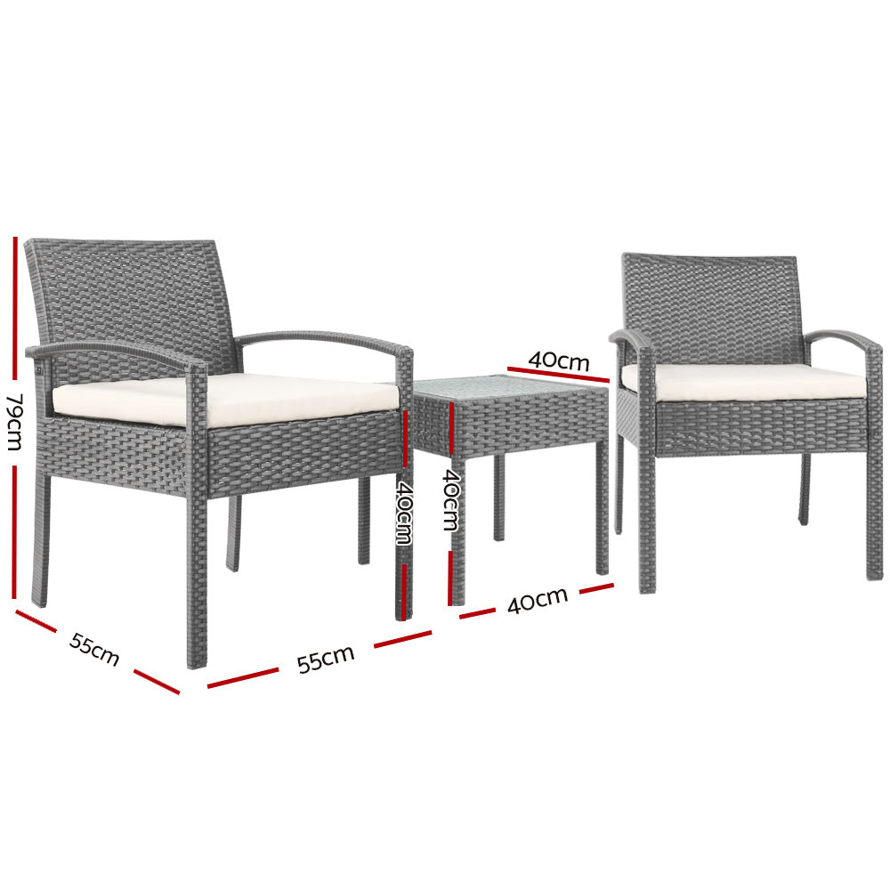 Gardeon Grey 3 Piece Bistro Set