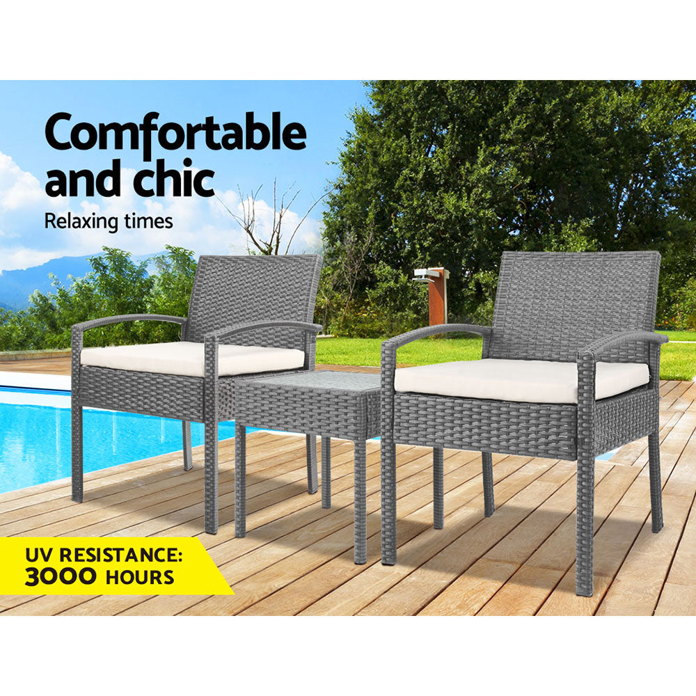 Gardeon Grey 3 Piece Bistro Set