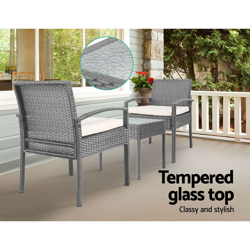 Gardeon Grey 3 Piece Bistro Set