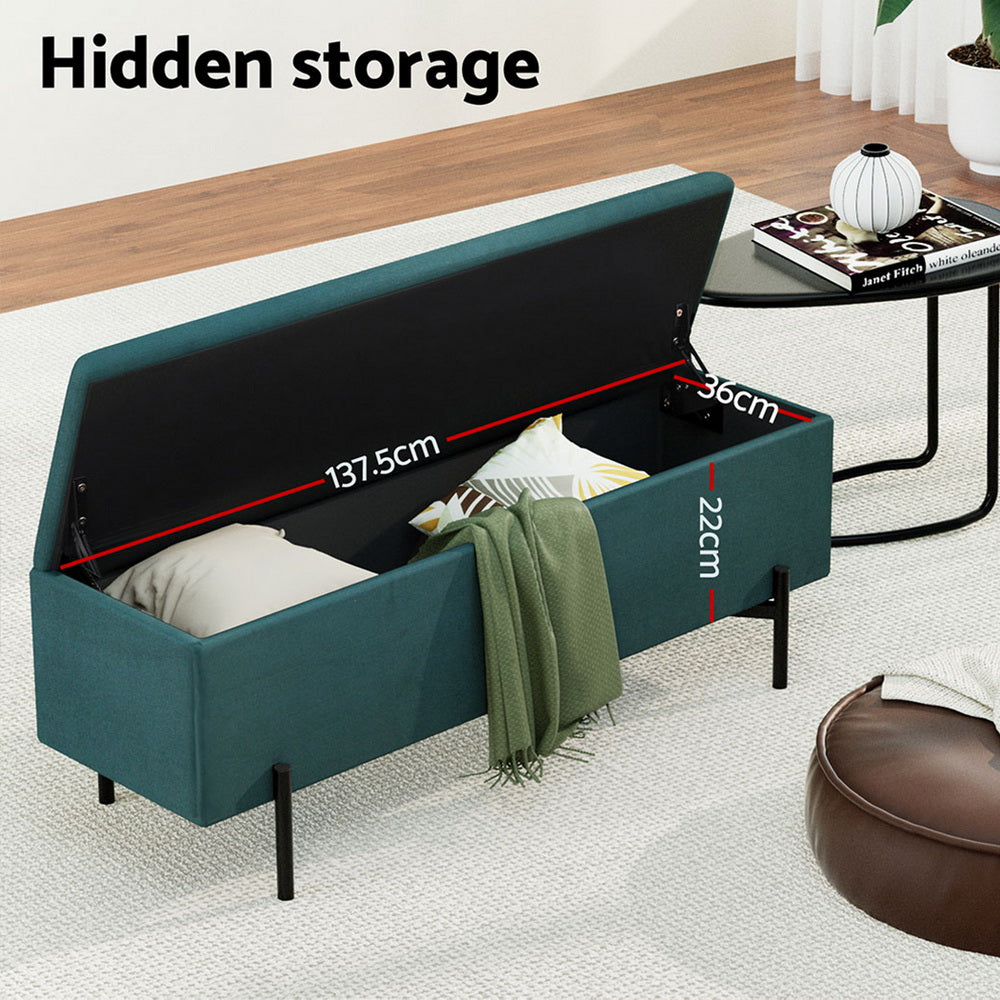 Velvet Green 140cm Ottoman with Storage