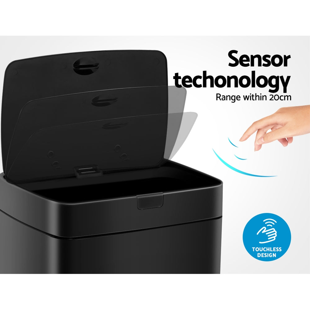 Devanti 45L Black Motion Sensor Bin