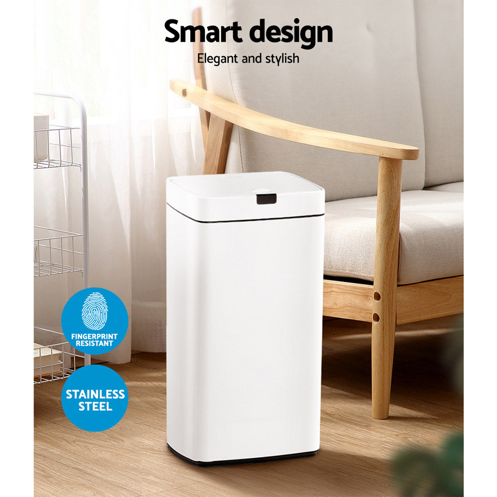 Devanti 45L White Motion Sensor Bin