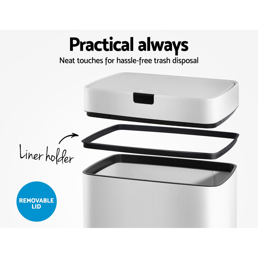 Devanti 45L White Motion Sensor Bin