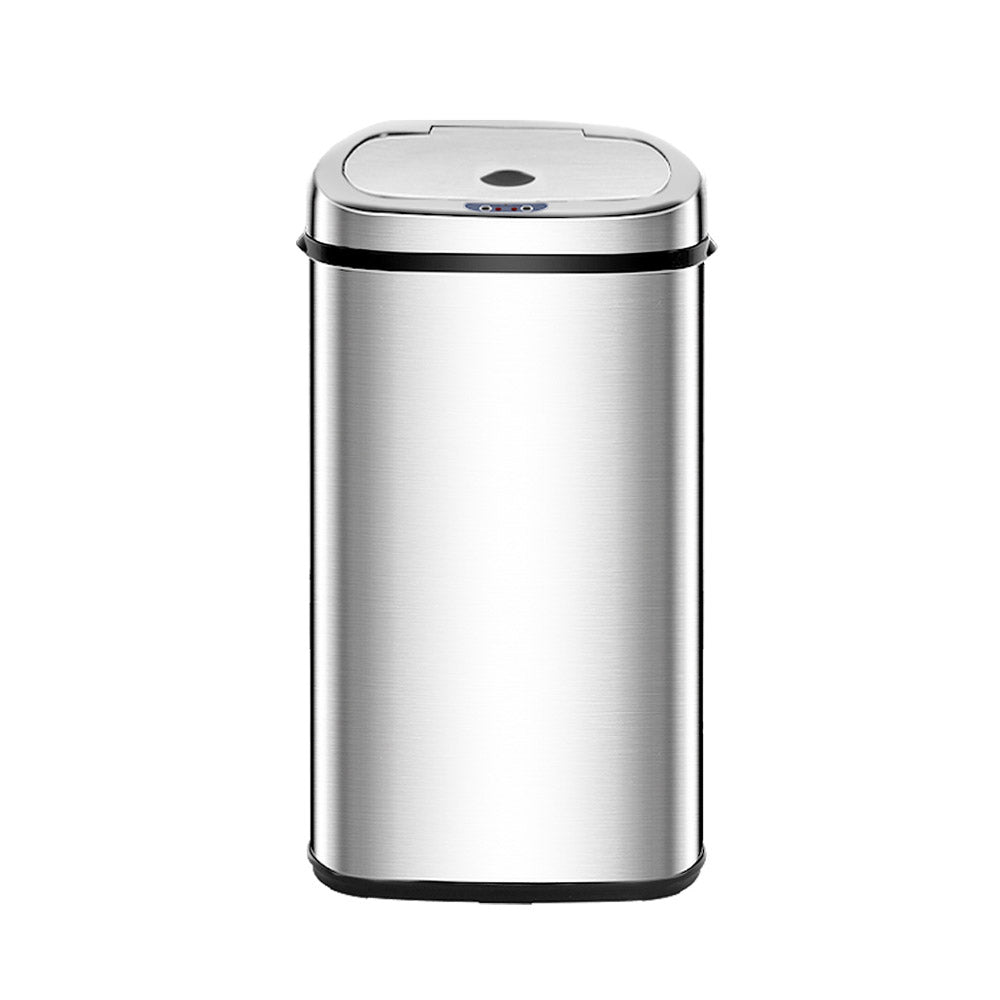 Devanti 50L Silver Motion Sensor Bin Rubbish