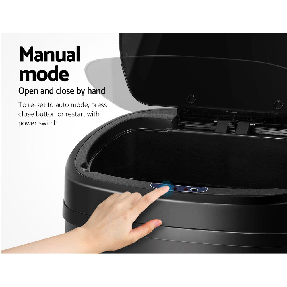 Devanti 58L Black Motion Sensor Bin