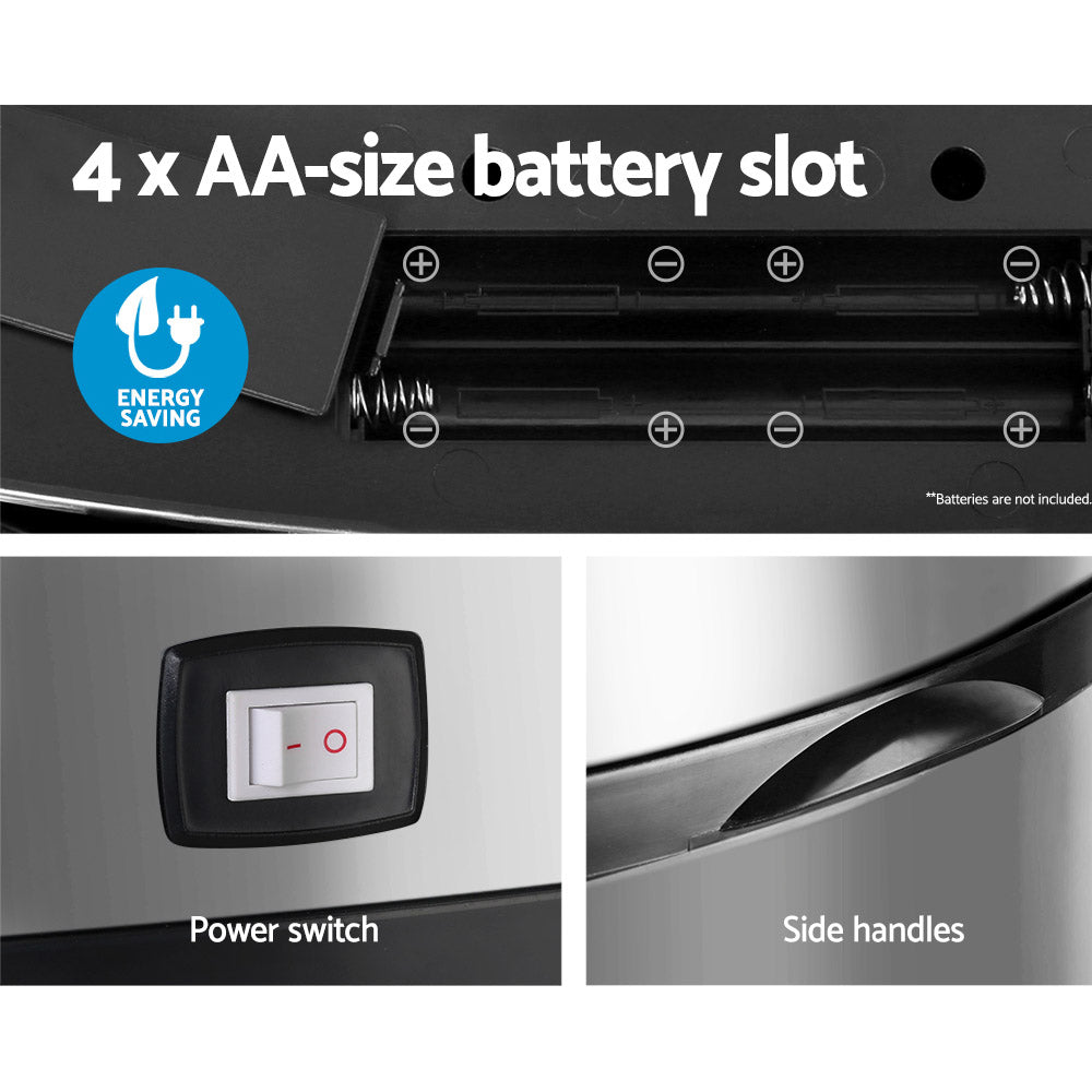 Devanti 68L Silver Motion Sensor Bin Rubbish