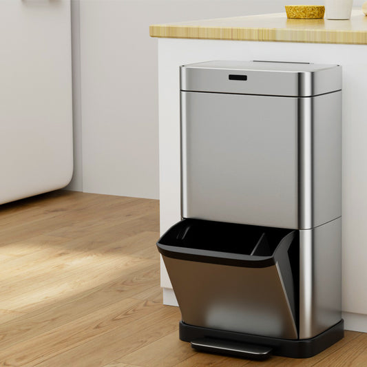 Devanti 70L Silver Motion Sensor Bin