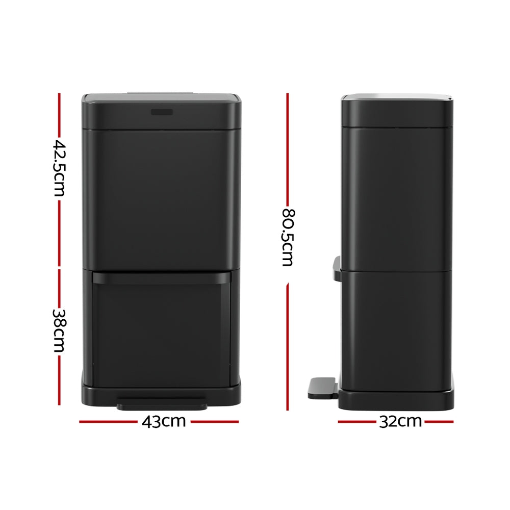 Devanti 70L Black Motion Sensor Bin