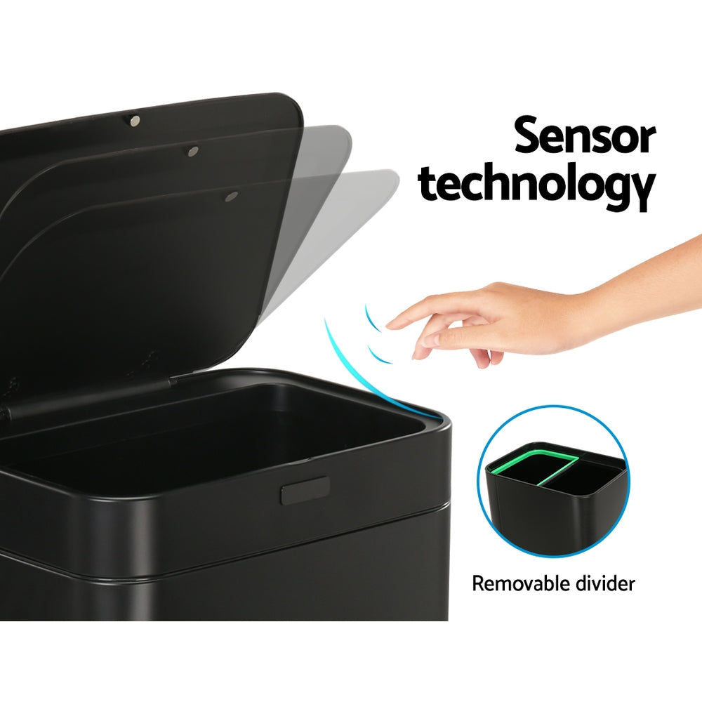 Devanti 70L Black Motion Sensor Bin