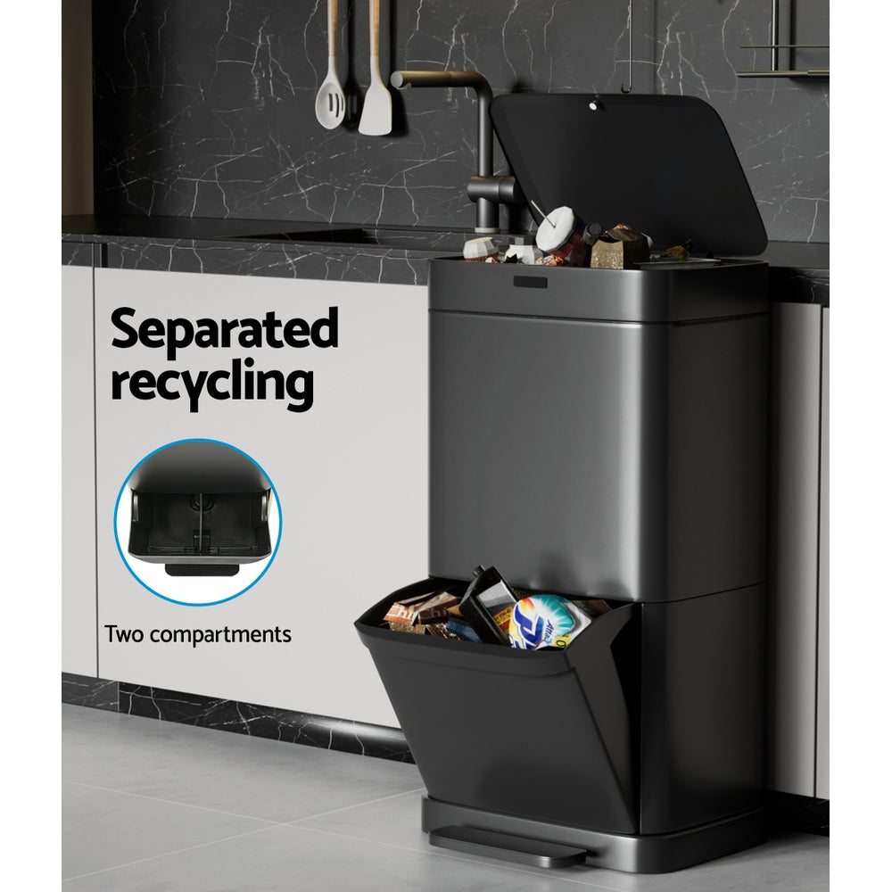 Devanti 70L Black Motion Sensor Bin