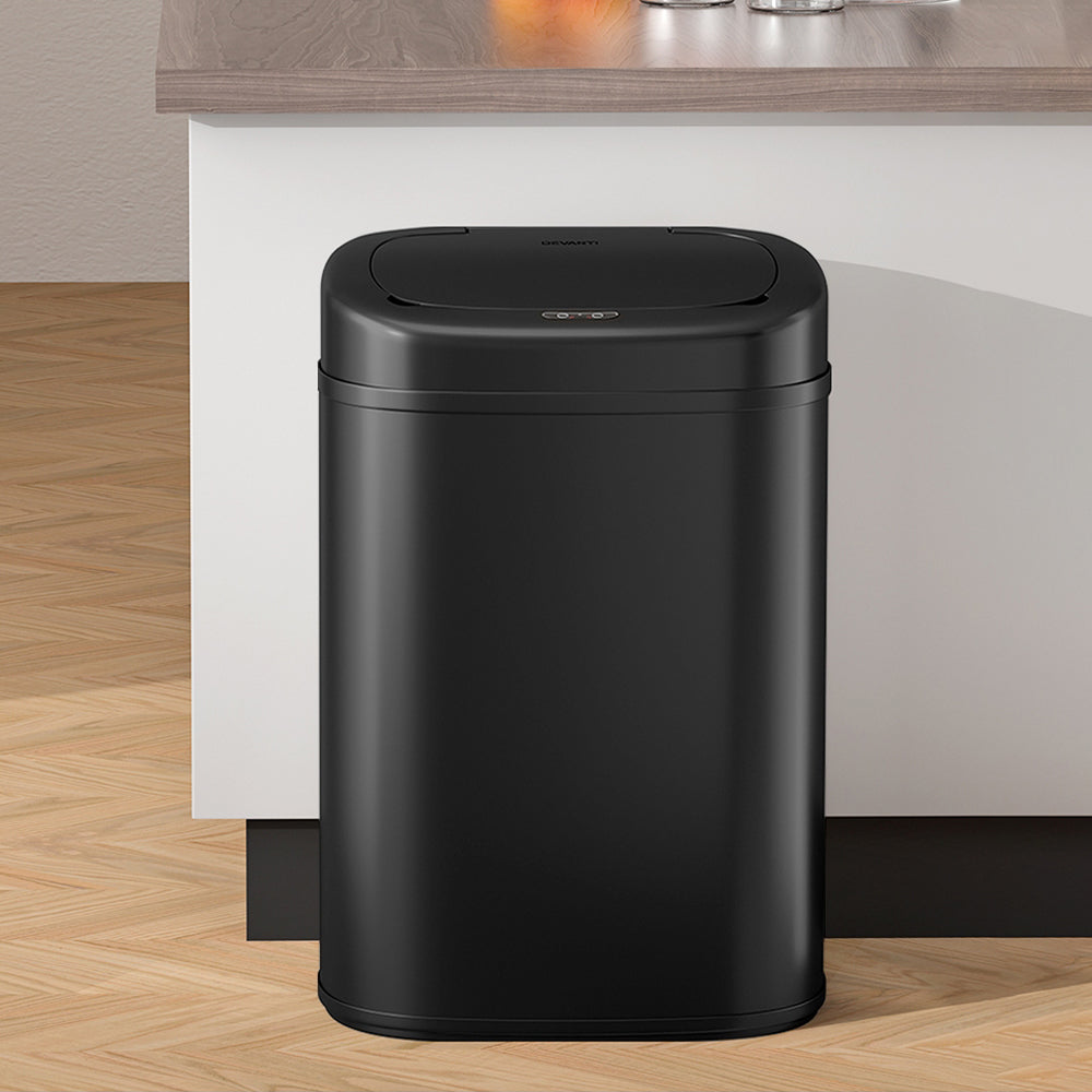 Devanti 82L Black Motion Sensor Bin