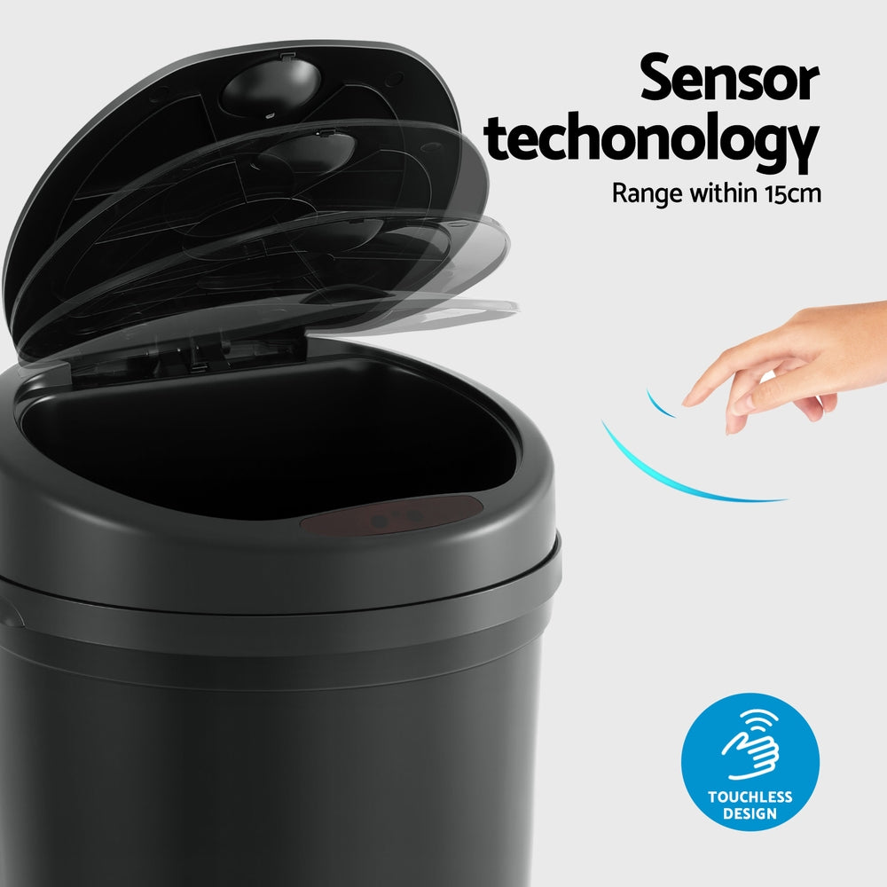 Devanti 9L Black Sensor Bin