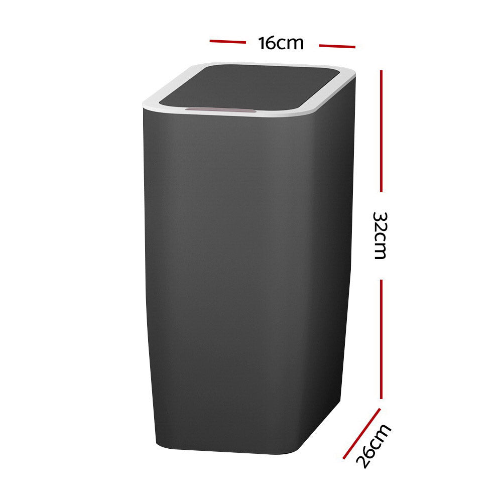 Devanti 9L Ash Black Motion Sensor Bin