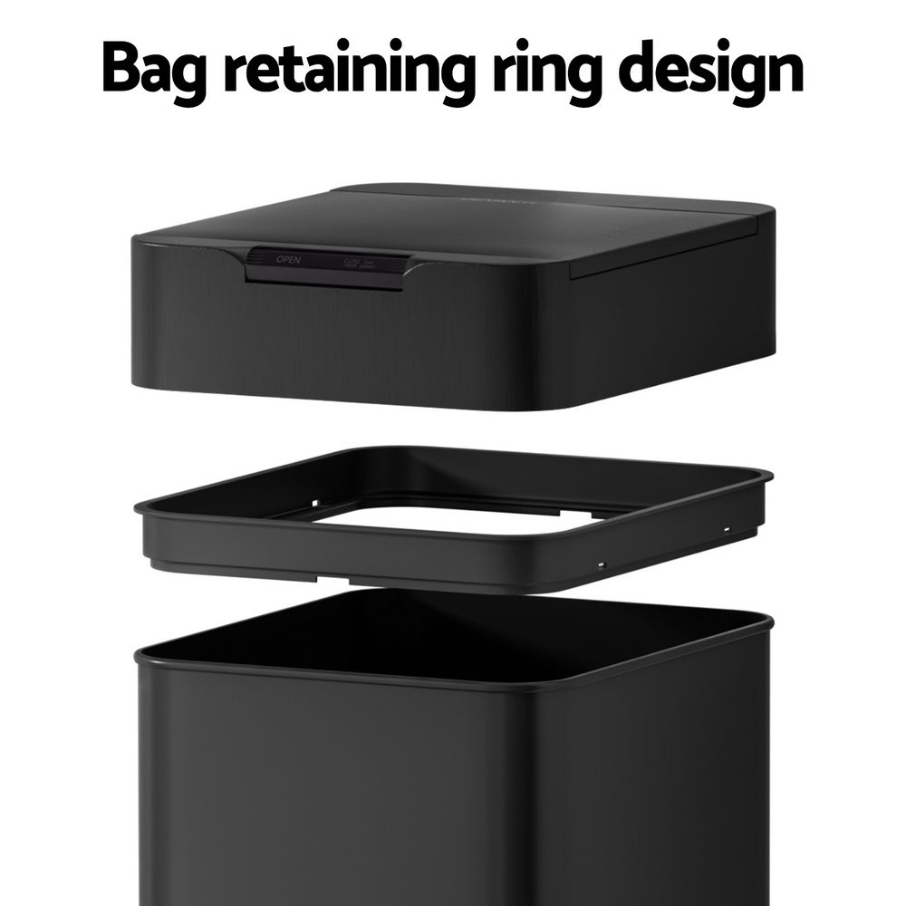 Devanti 50L Black Sensor Bin