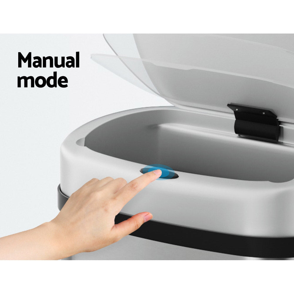 Devanti 60L Silver Sensor Bin