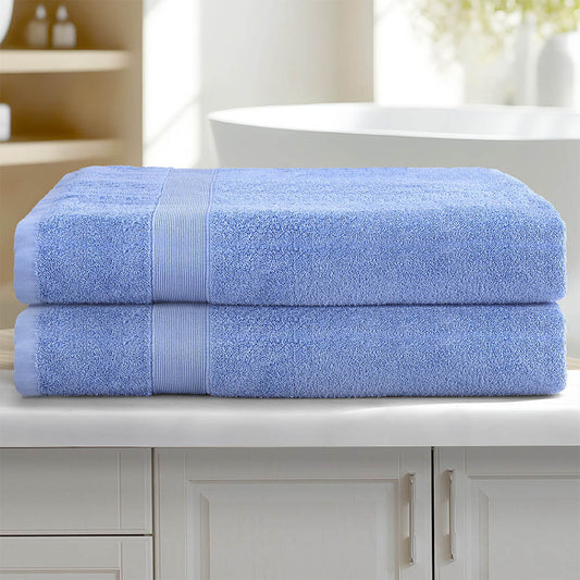 2 Pack Extra Large Blue Bath Sheets Set