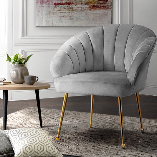 Eloise Velvet Grey Armchair