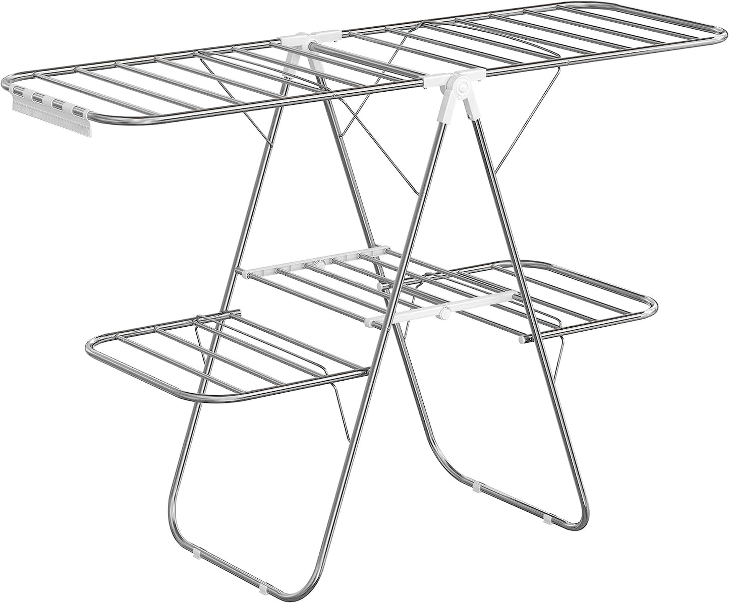 SONGMICS Foldable 2-Level Large Clothes Drying Rack with Adjustable Wings