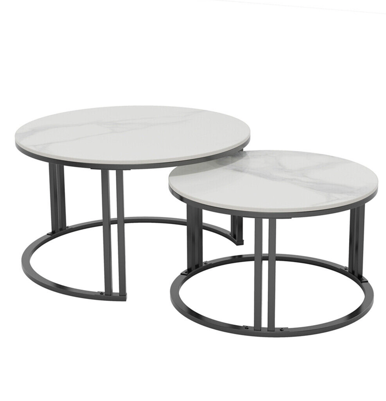 Interior Ave - Premier White Marble Stone Nested Coffee Table Set