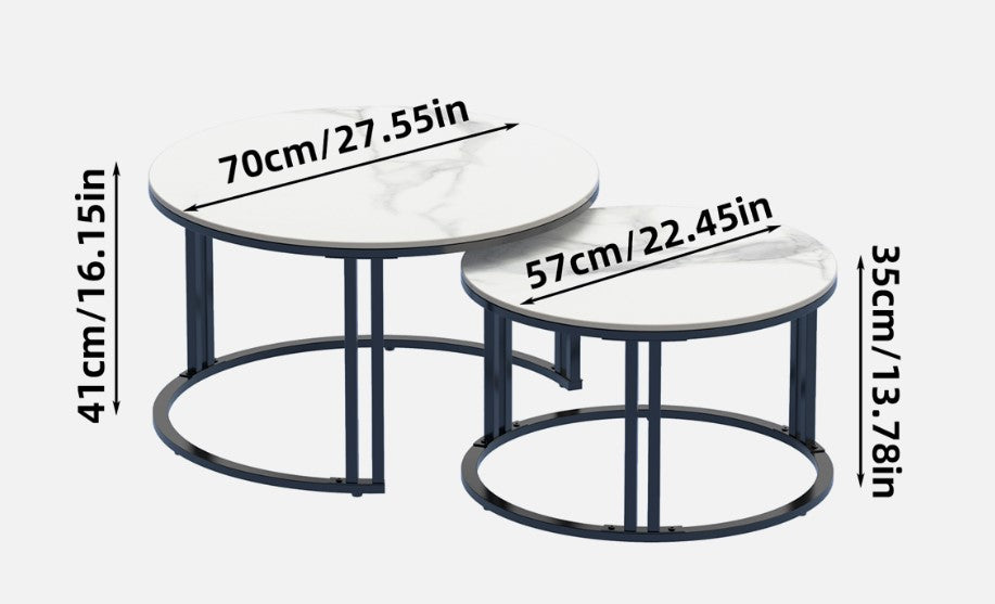 Interior Ave - Premier White Marble Stone Nested Coffee Table Set