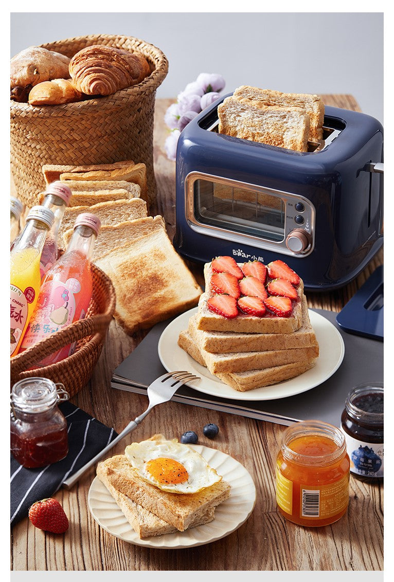 BEAR Double Slots Bread Toaster With Glass Window