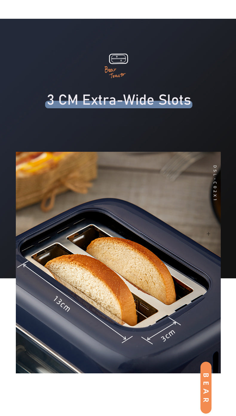 BEAR Double Slots Bread Toaster With Glass Window