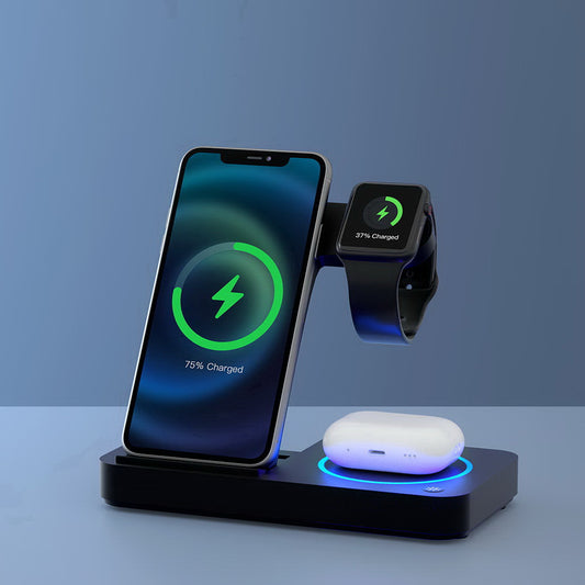 Devanti 4-in-1 Black Wireless Charger Station Fast Charging for Phone