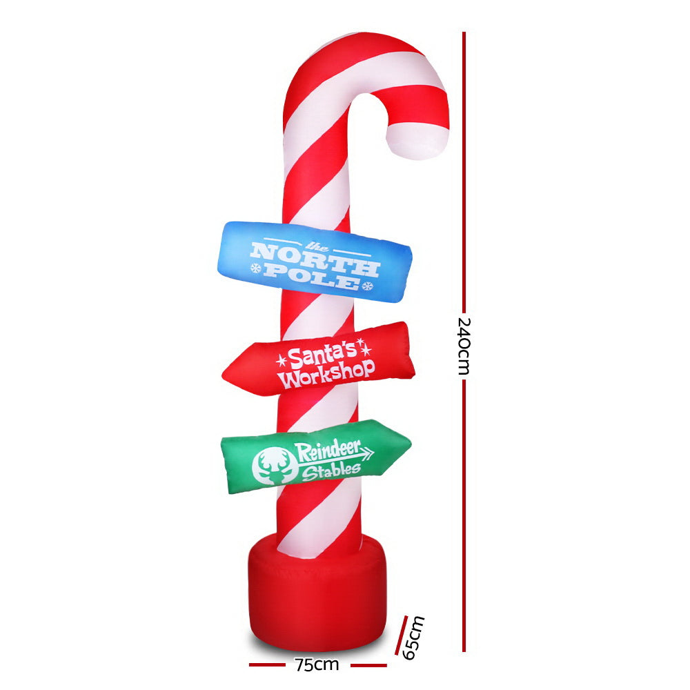 Jingle Jollys 2.4m Christmas Inflatable Candy Pole