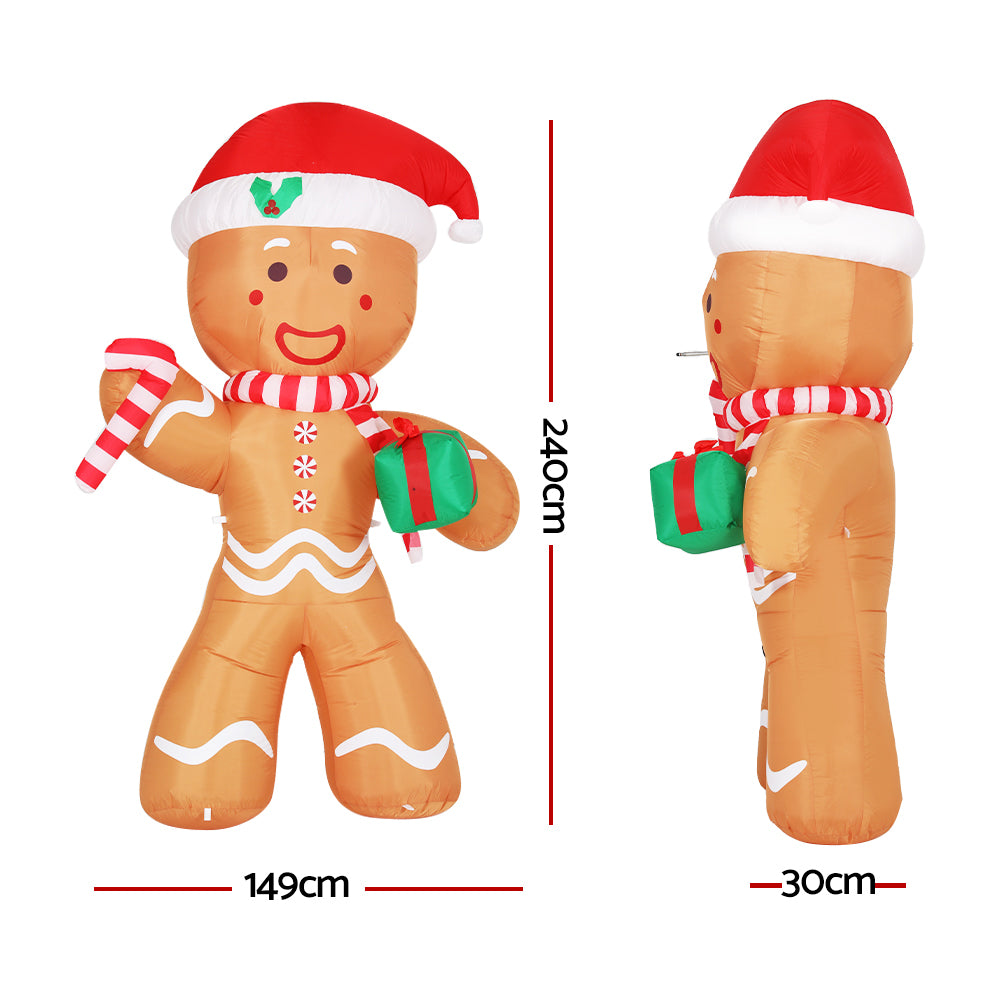 Jingle Jollys 2.4m Christmas Inflatable Gingerbread Man