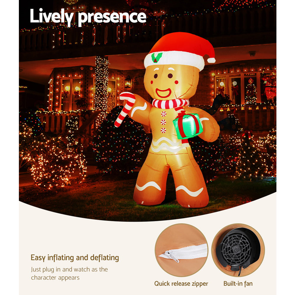 Jingle Jollys 2.4m Christmas Inflatable Gingerbread Man