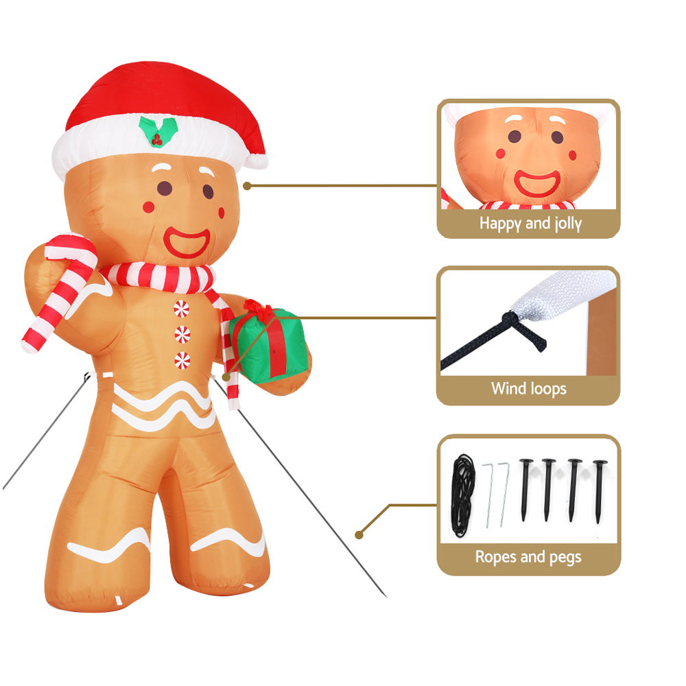 Jingle Jollys 2.4m Christmas Inflatable Gingerbread Man