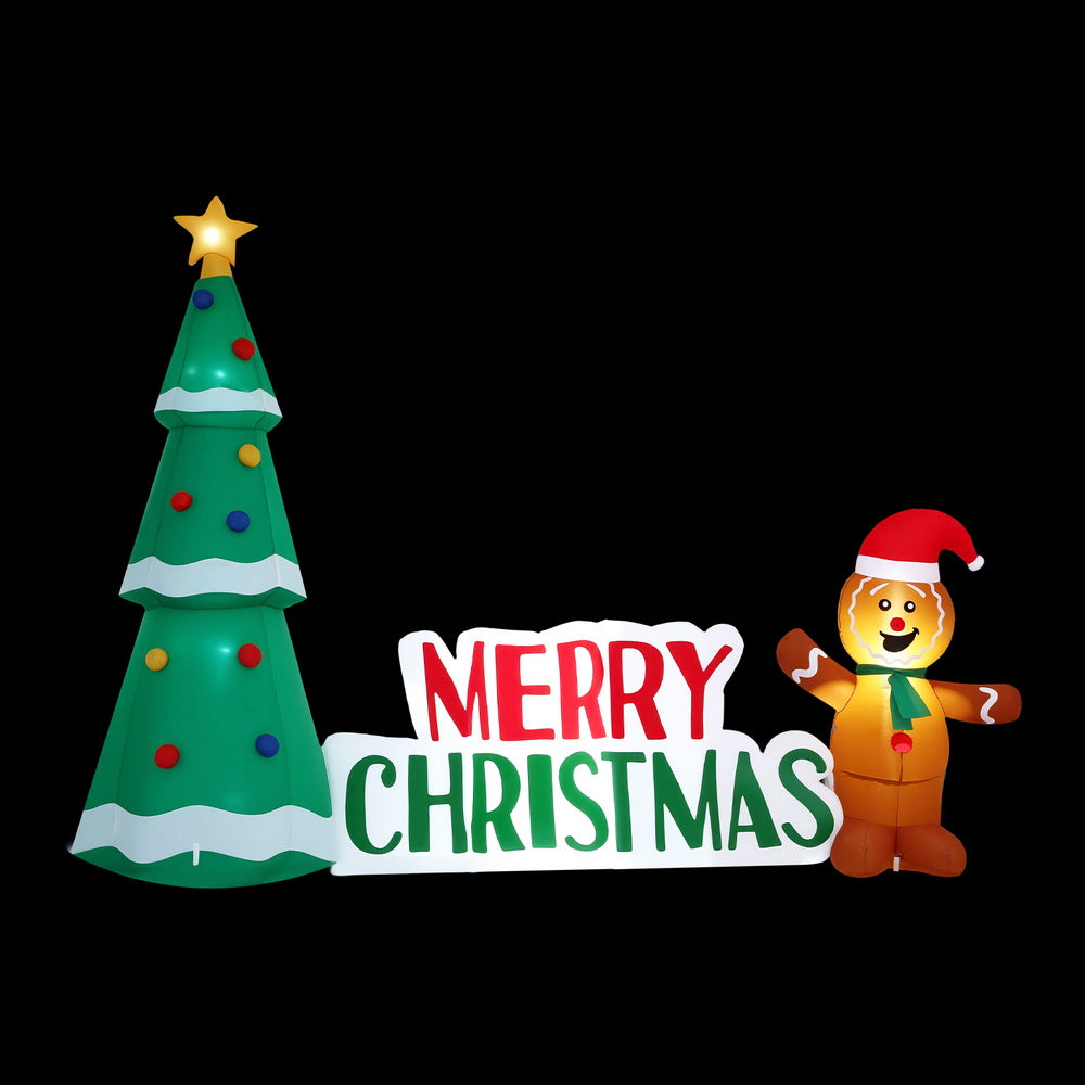 Jingle Jollys Christmas Inflatable Gingerbread Man and Tree