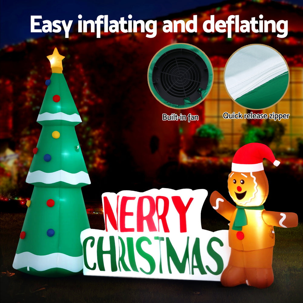 Jingle Jollys Christmas Inflatable Gingerbread Man and Tree