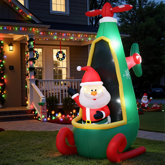 Jingle Jollys 2.55M Christmas Inflatable Santa in Helicopter