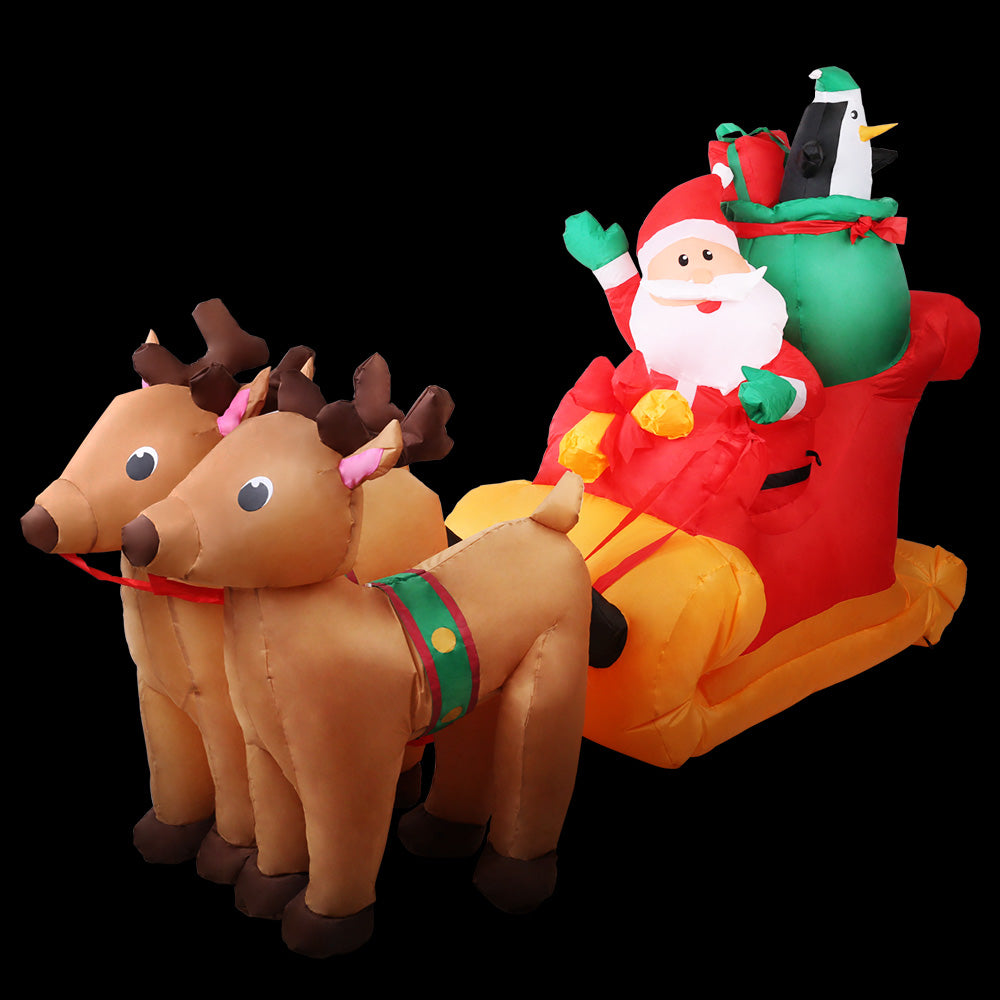 Jingle Jollys 2.2m Christmas Inflatable Santa Sleigh