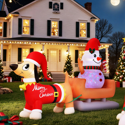 Jingle Jollys 4.2M Christmas Inflatable Snowman Dog