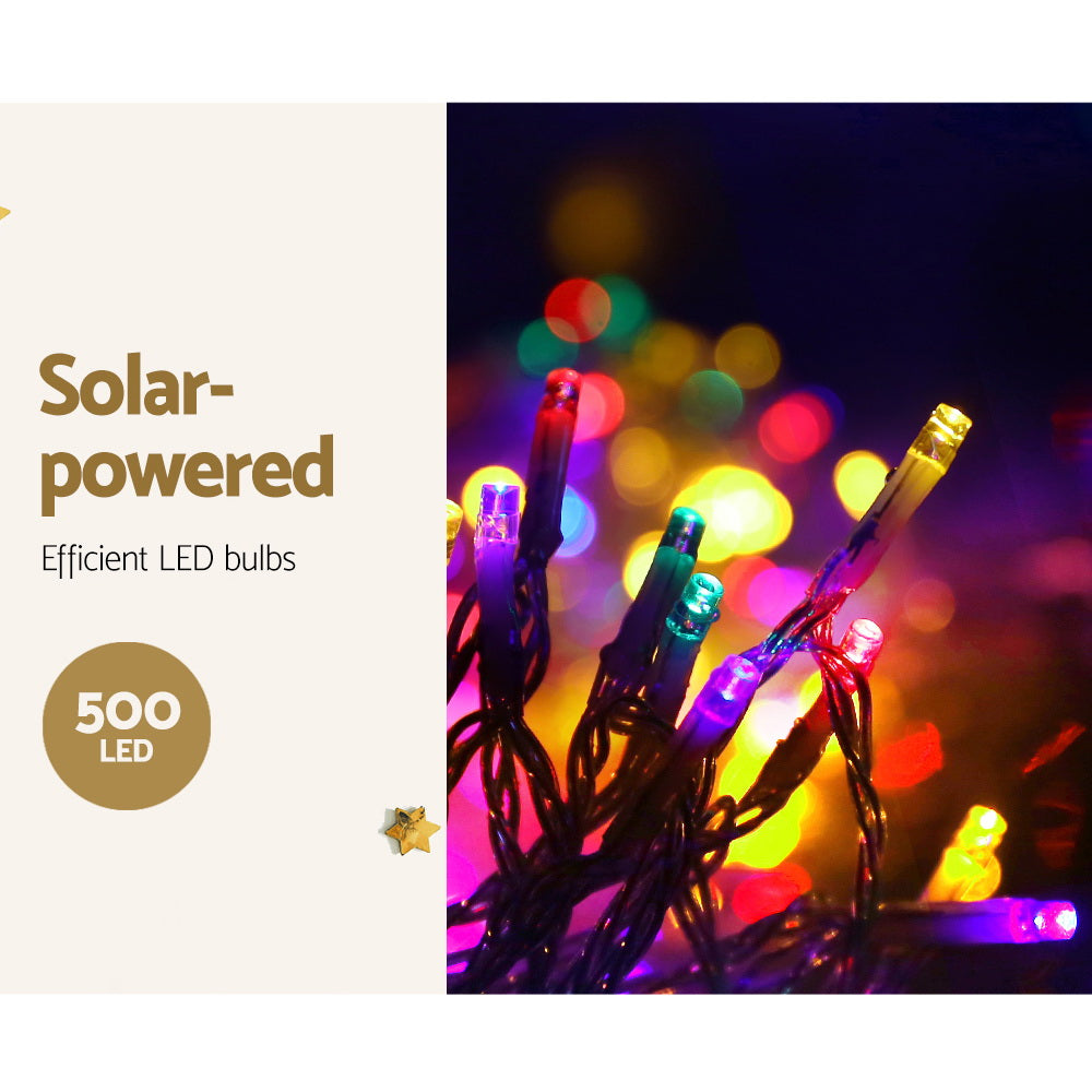 Jingle Jollys 12.5m Solar Mulit Colour Icicle Christmas Lights