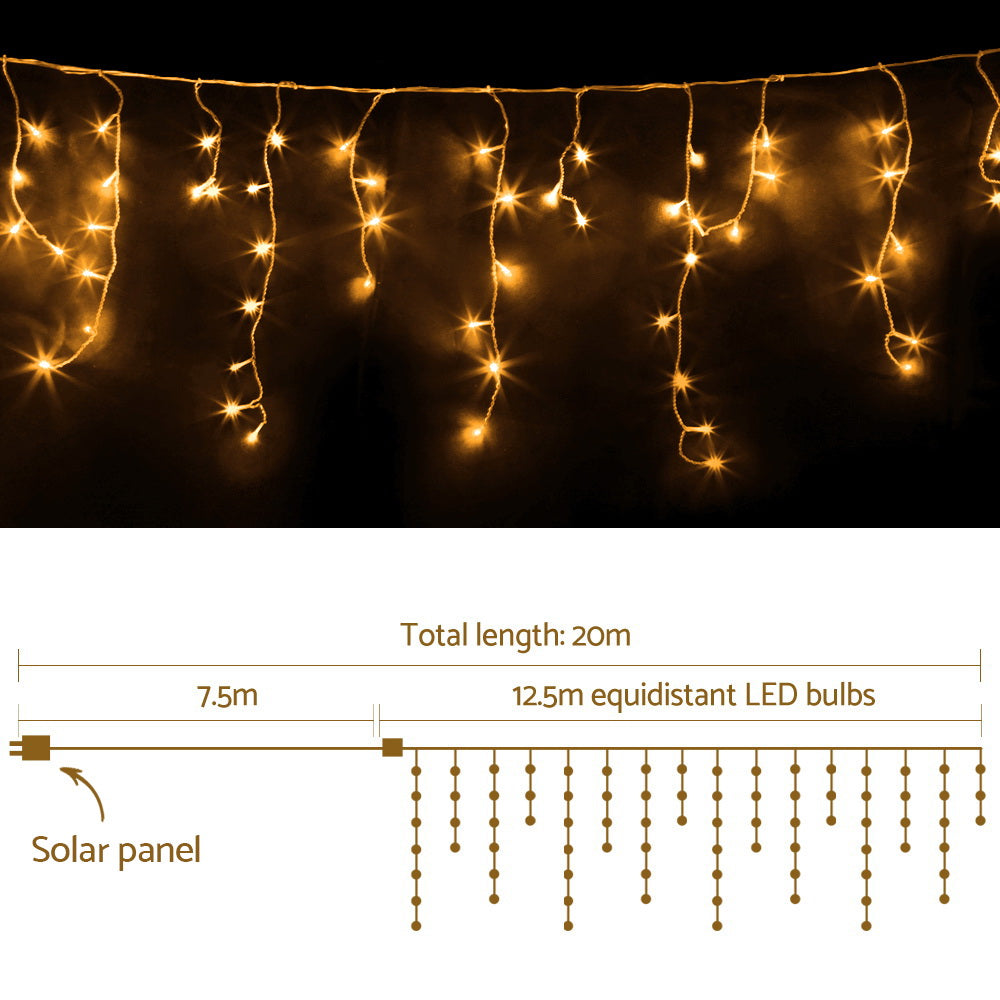 Jingle Jollys 12.5m Solar Christmas Icicle String Lights