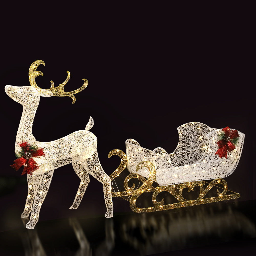 Jingle Jollys LED Christmas Lights Reindeer Sleigh