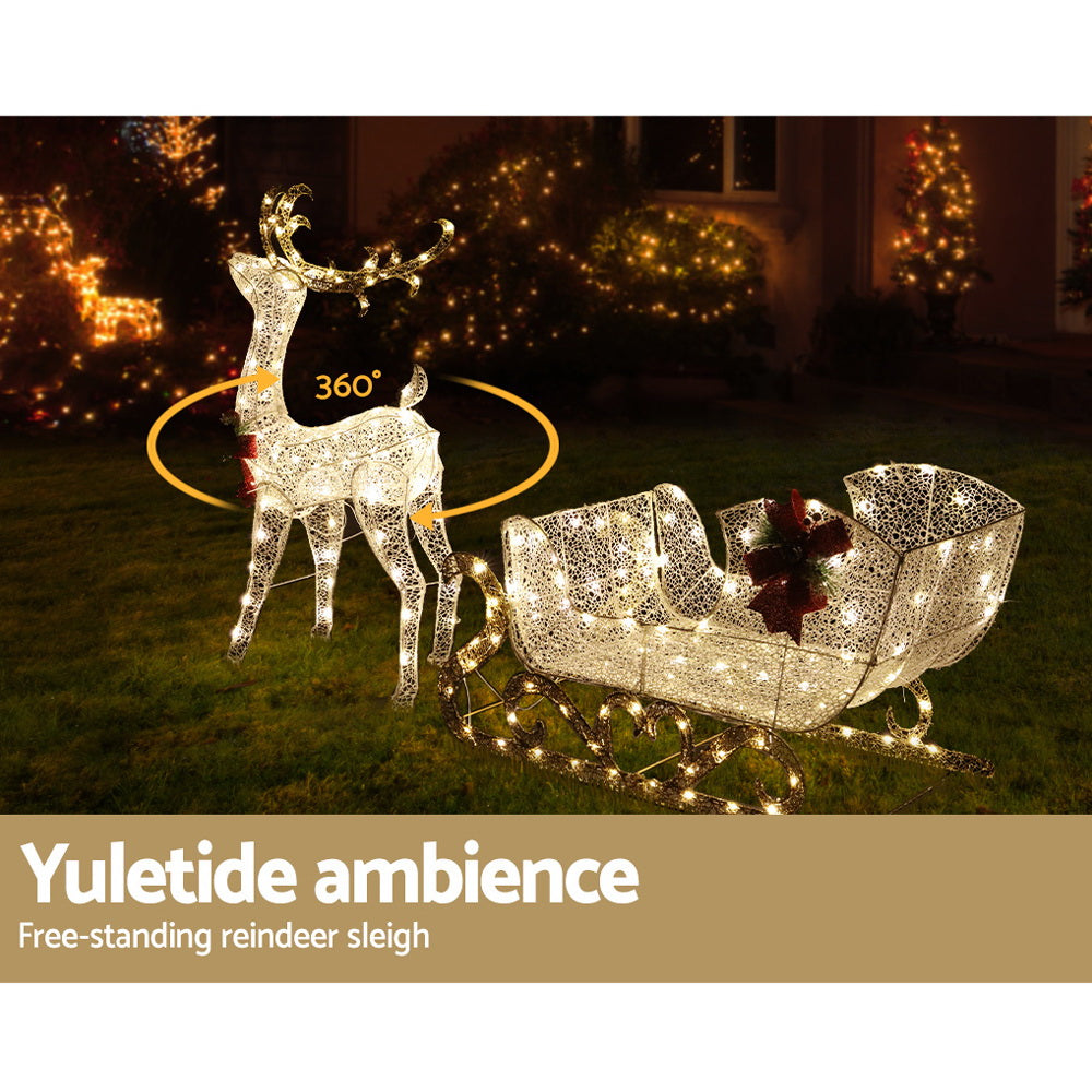 Jingle Jollys LED Christmas Lights Reindeer Sleigh
