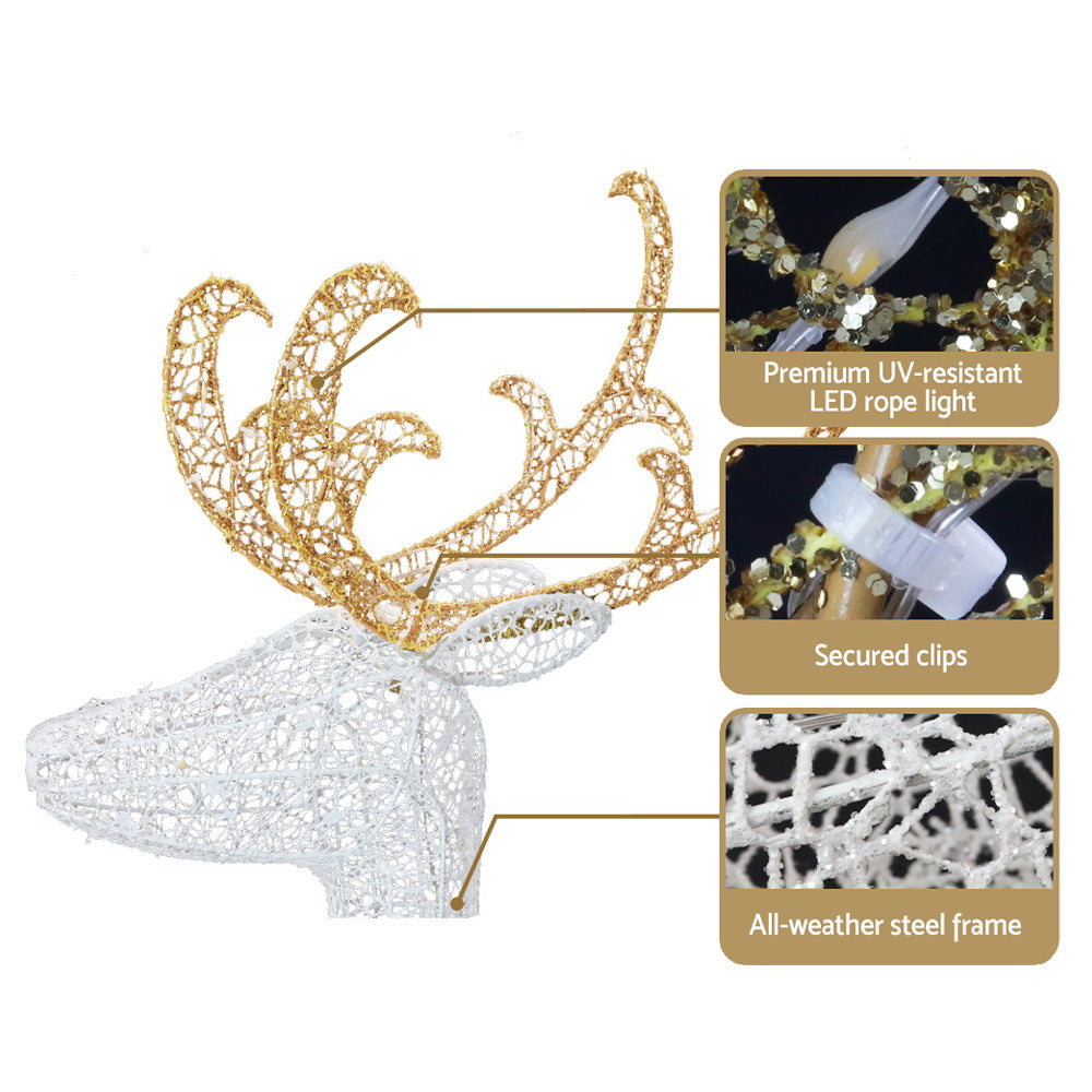 Jingle Jollys LED Christmas Lights Reindeer Sleigh