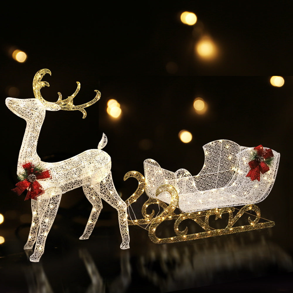 Jingle Jollys LED Christmas Lights Reindeer Sleigh