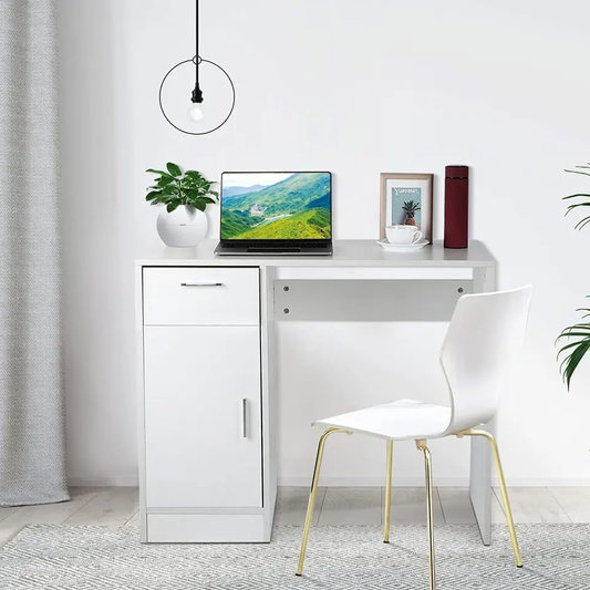 EKKIO White Computer Desk with 1 Drawer