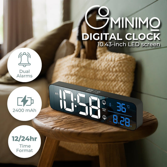 GOMINIMO Black Rechargeable Digital Alarm Clock