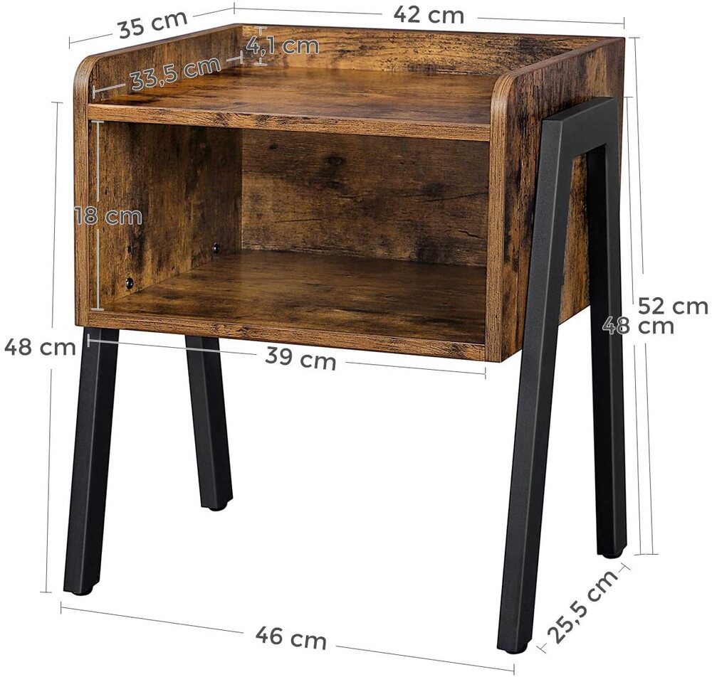 VASAGLE Side Table with Open Compartment