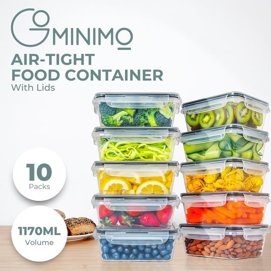 GOMINIMO 10 Pack Rectangular Airtight Food Storage Container