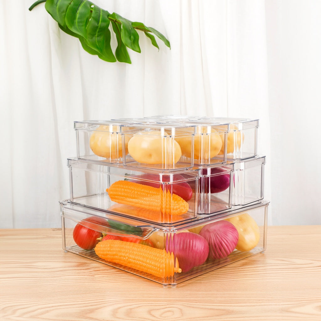GOMINIMO 10 Pack Clear Stackable Fridge Organiser Bins with Lids